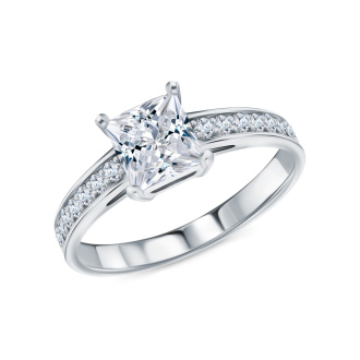 Кольцо из белого золота с бриллиантами природными