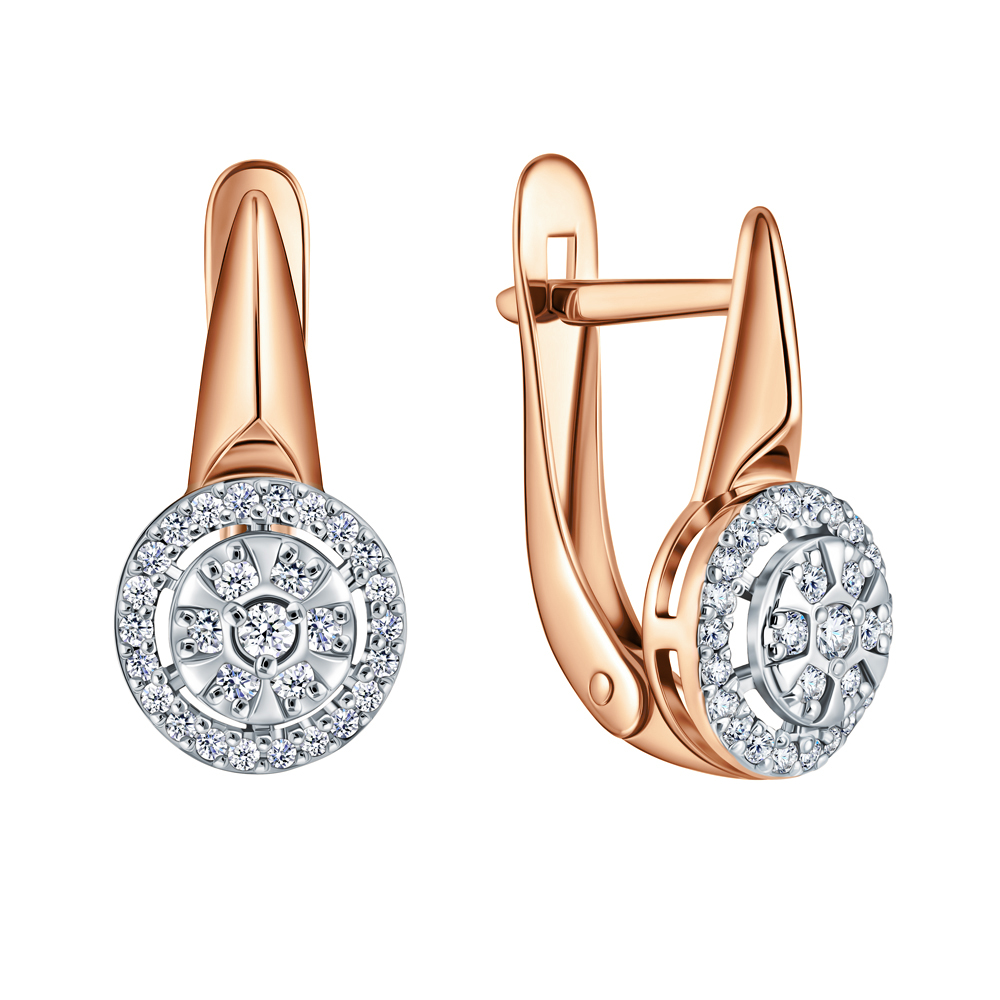 Золотые серьги с бриллиантами природными