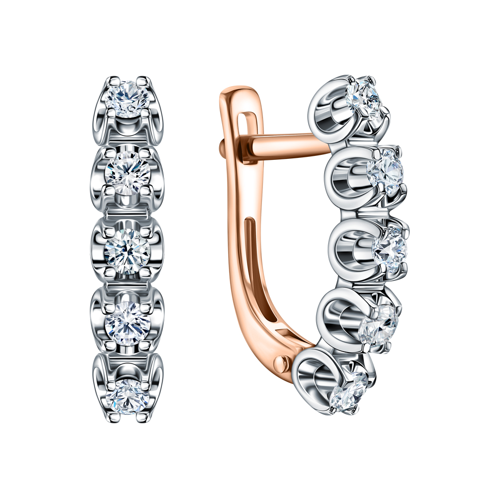 Золотые серьги с бриллиантами природными