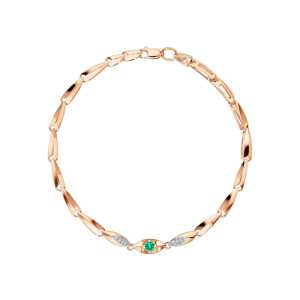 Золотой браслет с бриллиантами природными и изумрудами природными