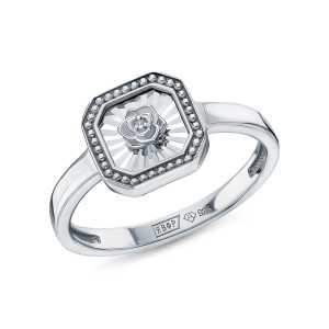 Серебряное кольцо с бриллиантами природными