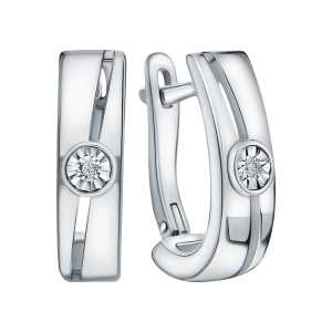 Серебряные серьги с бриллиантами природными