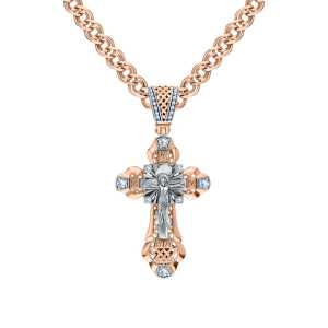 Золотой крестик с бриллиантами природными