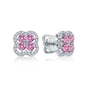 Золотые серьги с бриллиантами природными и сапфирами природными